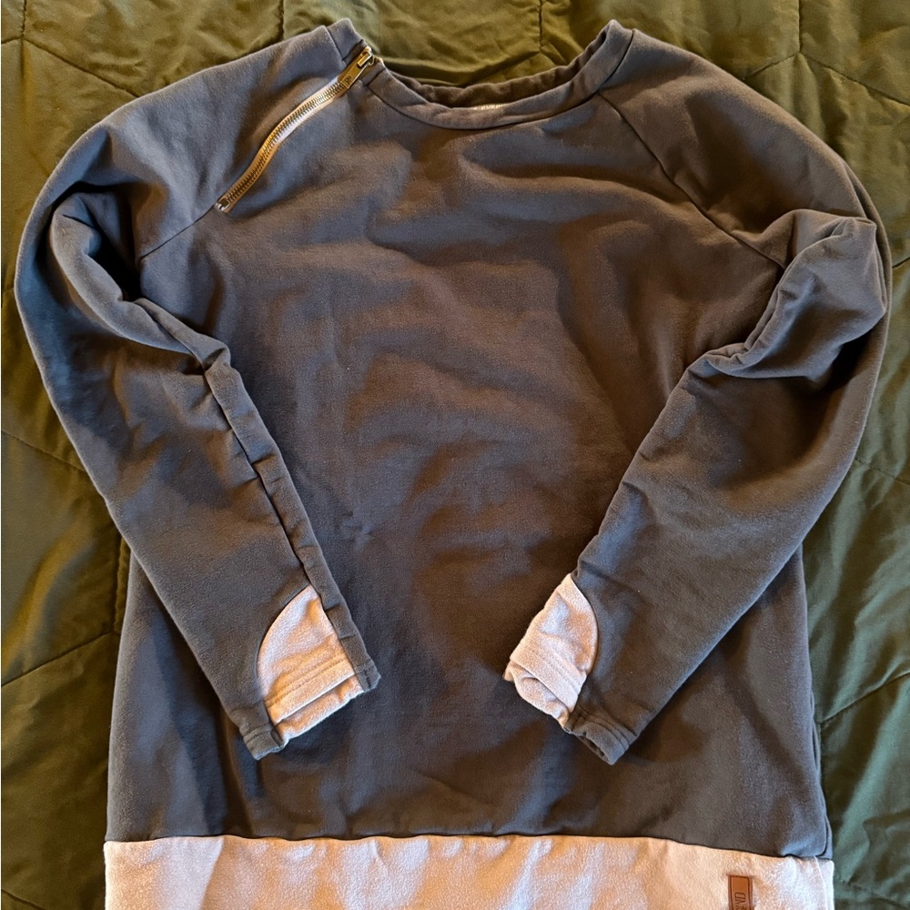 AMPERSAND AVE Blue and Gray Sweatshirt